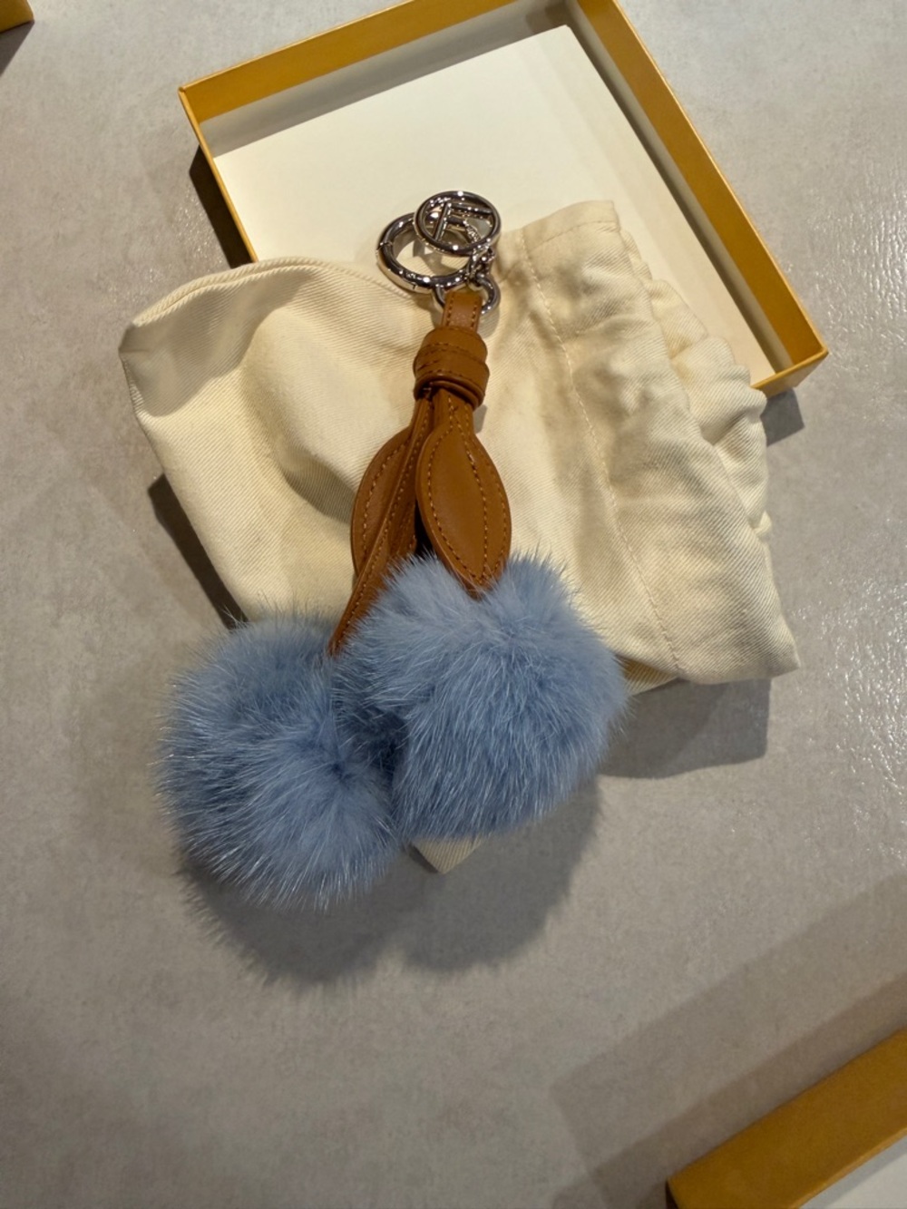 Fendi Blue Cherry Mink Bag Charm